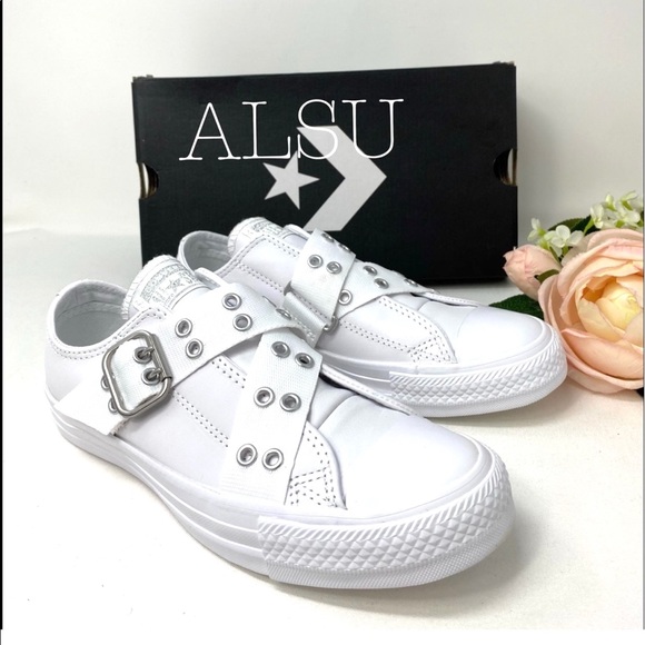 SANTA’S DEAL 🎄 Converse Ctas Punk Strap Slip Leather White Women's Size 563480C - Picture 3 of 8